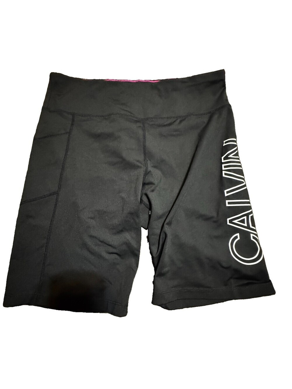 Calvin Klein Performance Womens XL Black Biker Shorts Side Pocket Logo Athletic